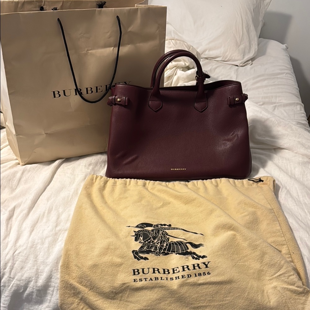 Burberry Burgundy Leather Handbag